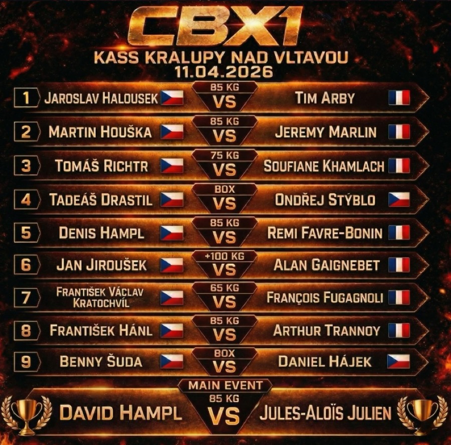 Dobový fight card plakát prvního českého galavečera CBX 1